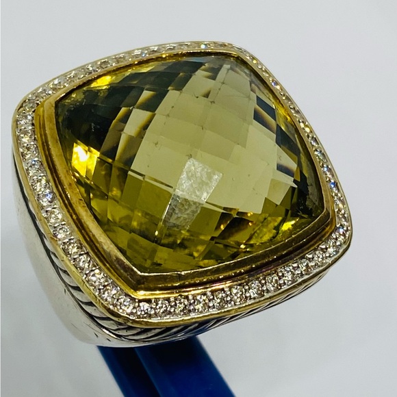 $3250 DAVID YURMAN 18K GOLD SS DIAMOND ALBION EXTRA LARGE LEMON QUARTZ R… - Picture 14 of 16